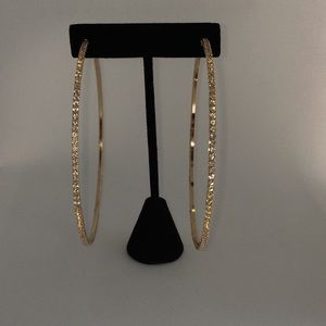 Sale!!!!JUMBO HOOP GOLTONE RHINESTONE EARRINGS